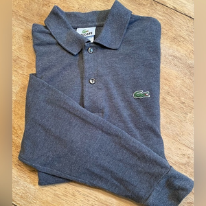Lacoste Euro 3 USA X Small Long Sleeve Dark‎ Gray Cotton Pique Knit Shirt